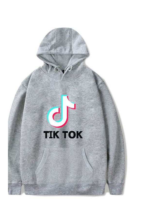 Tik Tok Printed Hoodie Grey/White/Black