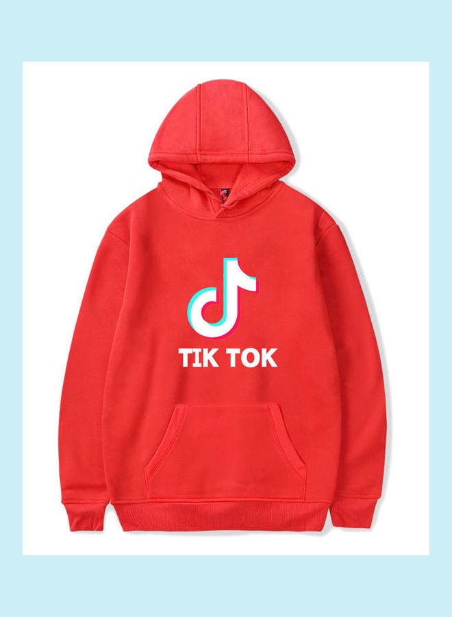 Tik Tok Printed Hoodie Red