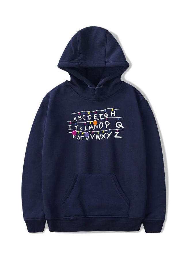 Stranger Things Printing Hoodie Dark Blue