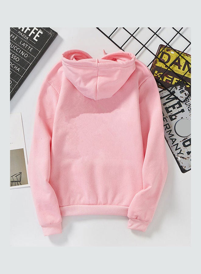 Couple Fleece Loose Thickened Long Sleeve Pocket Sweatshirts Hoodie Pink