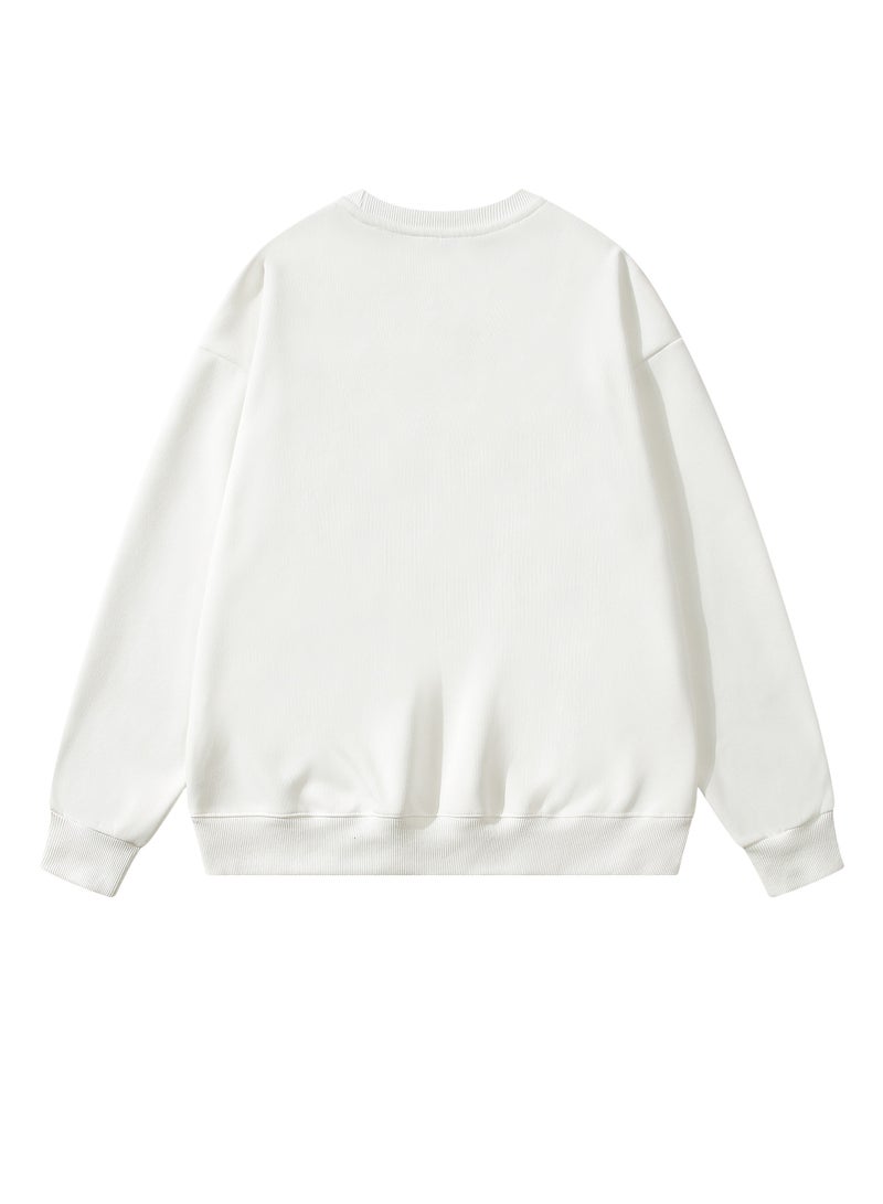 Solid Color Men's Wool Thickened Sweatshirt White