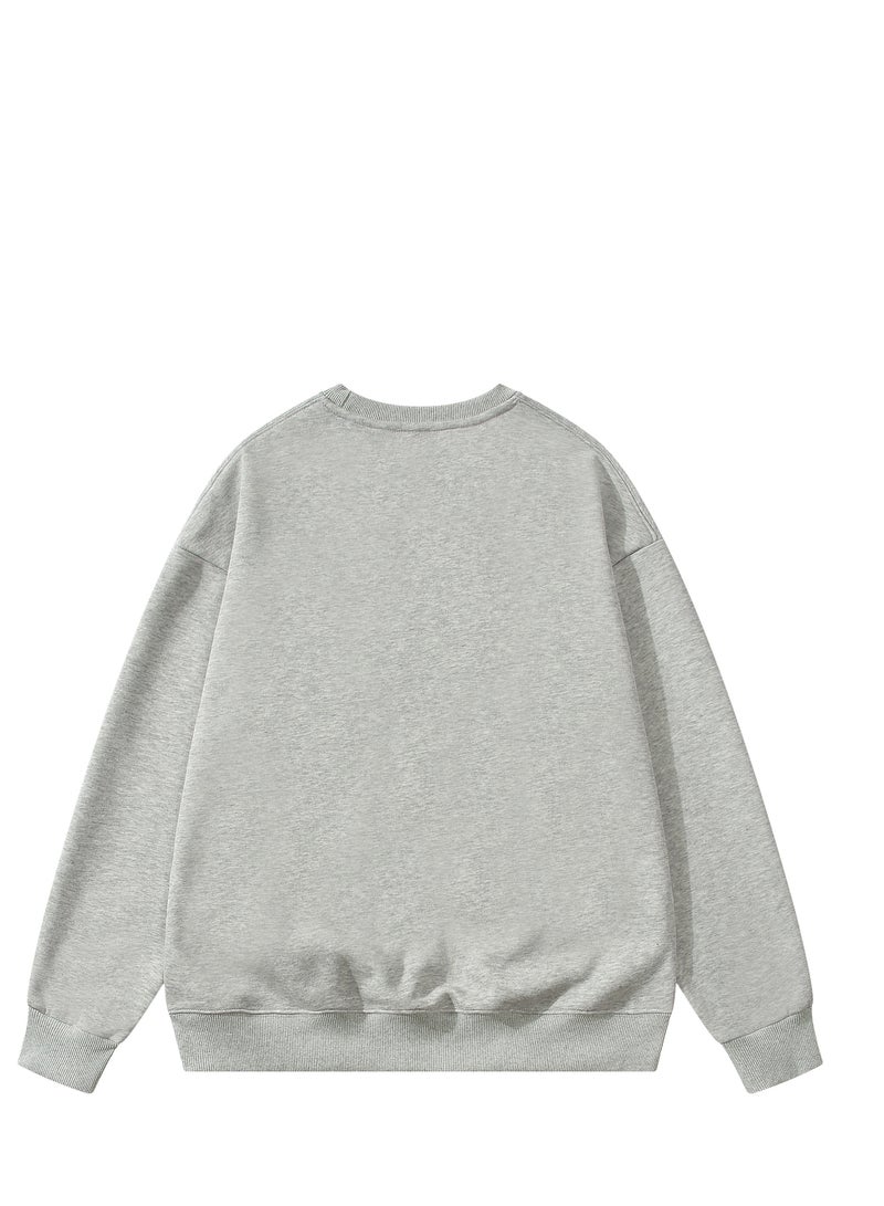 Solid Color Men's Wool Thickened Sweatshirt Grey