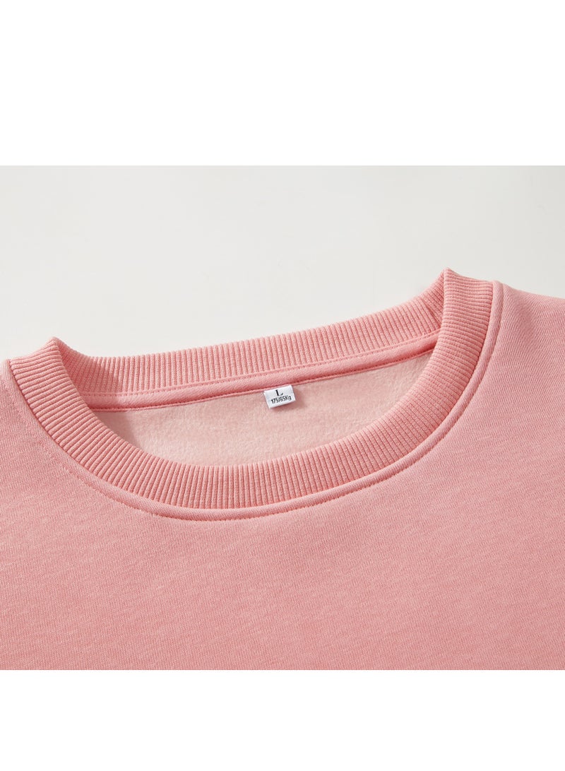 Solid Color Men's Wool Thickened Sweatshirt Pink