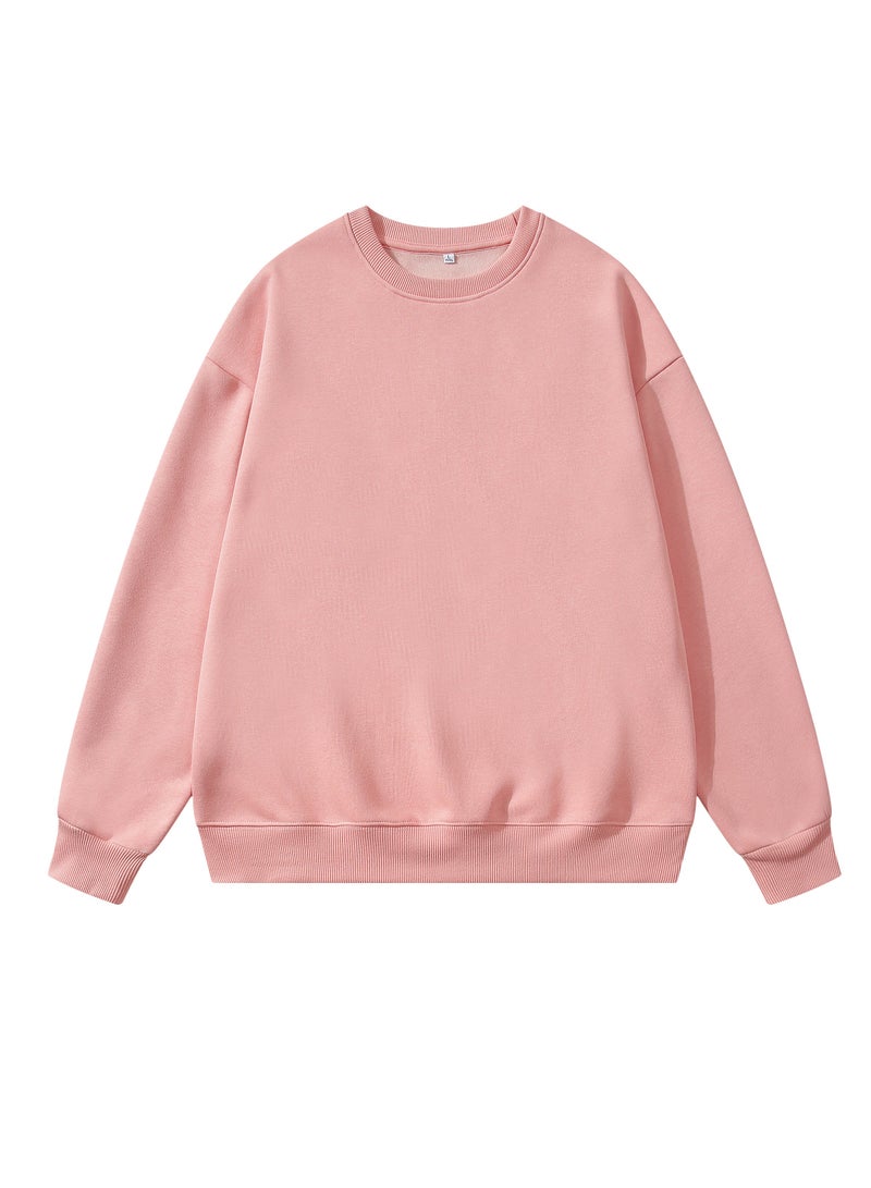 Solid Color Men's Wool Thickened Sweatshirt Pink