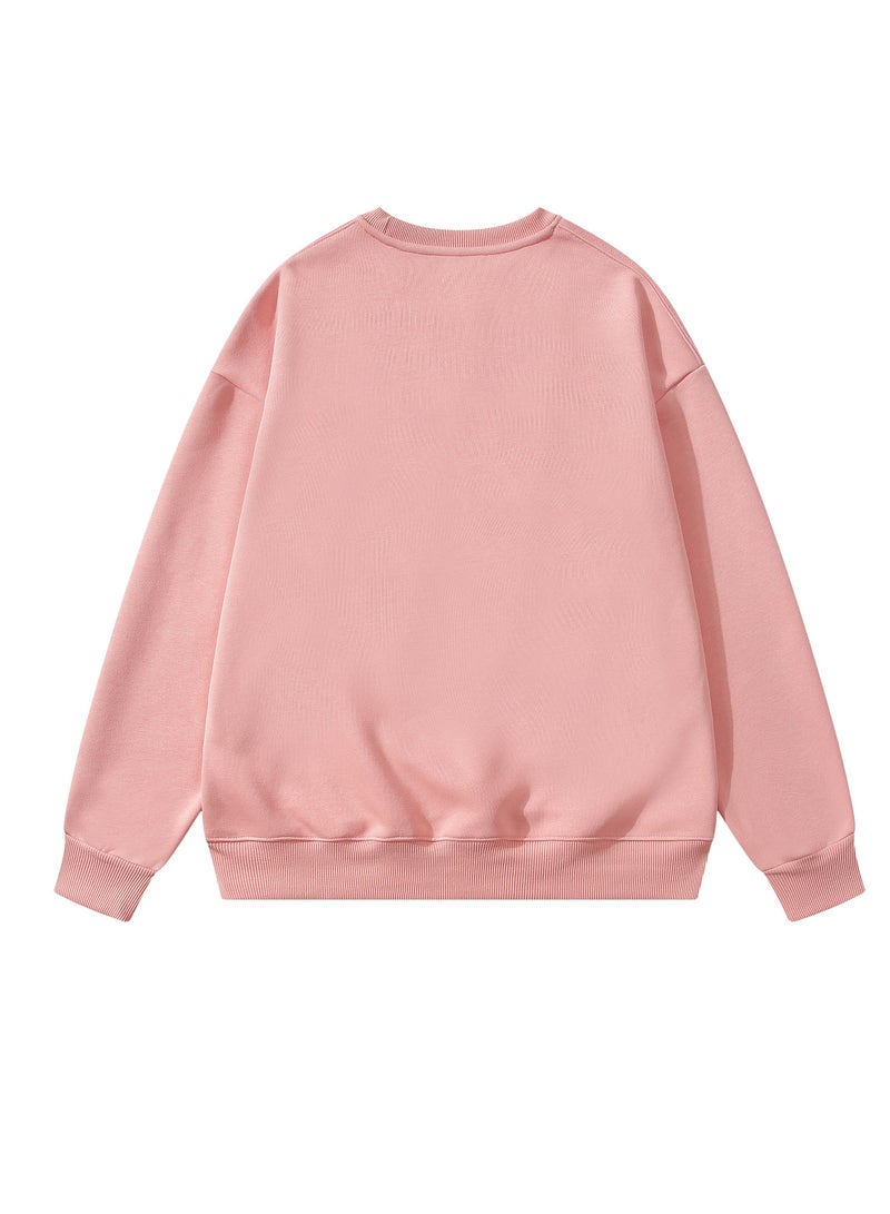 Solid Color Men's Wool Thickened Sweatshirt Pink