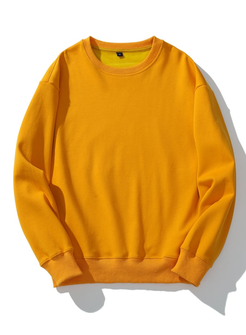 Squality Solid Color Loose Long-Sleeved Top Yellow