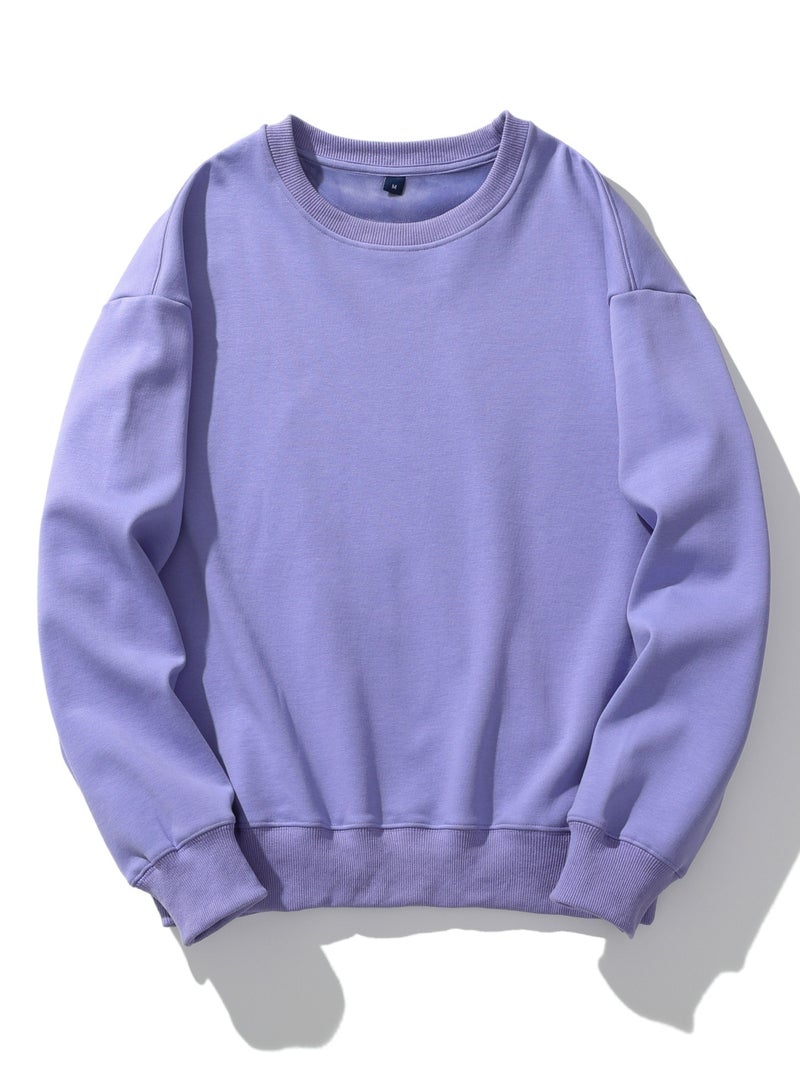 Squality Solid Color Hoodie Loose Long-Sleeved Top Nave Purple