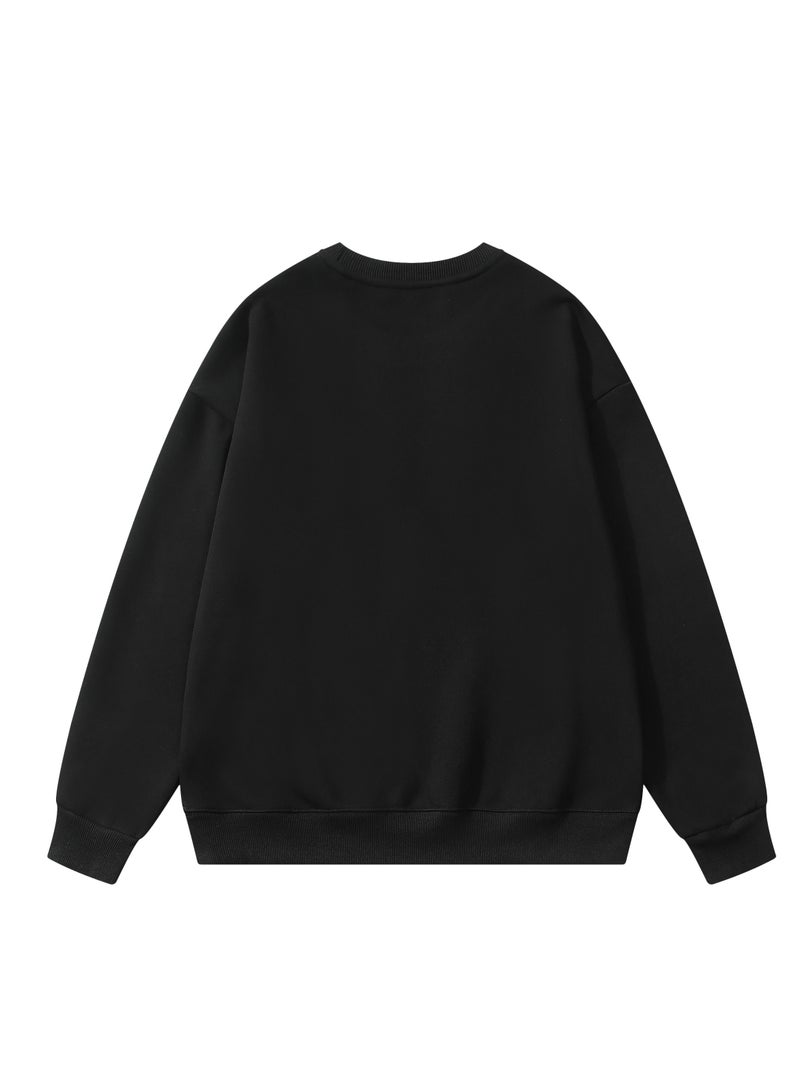 Solid Color Men's Wool Thickened Sweatshirt Nave Black