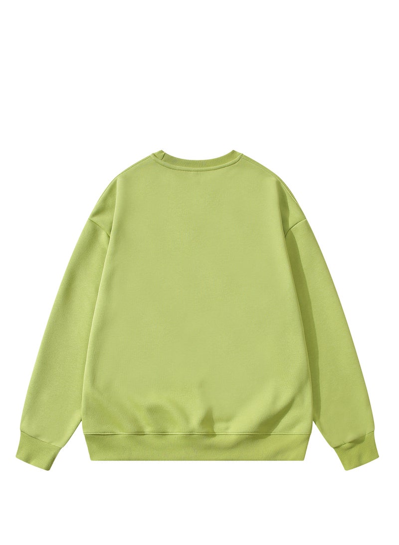 Solid Color Men's Wool Thickened Sweatshirt Green