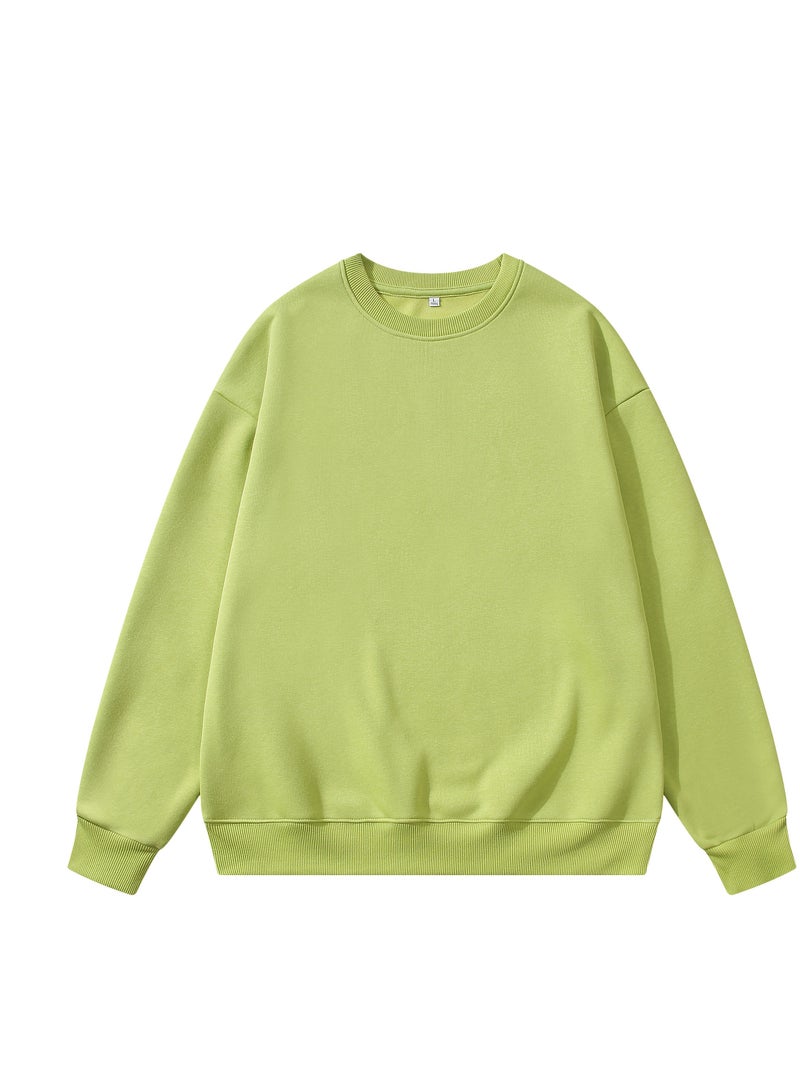 Solid Color Men's Wool Thickened Sweatshirt Green