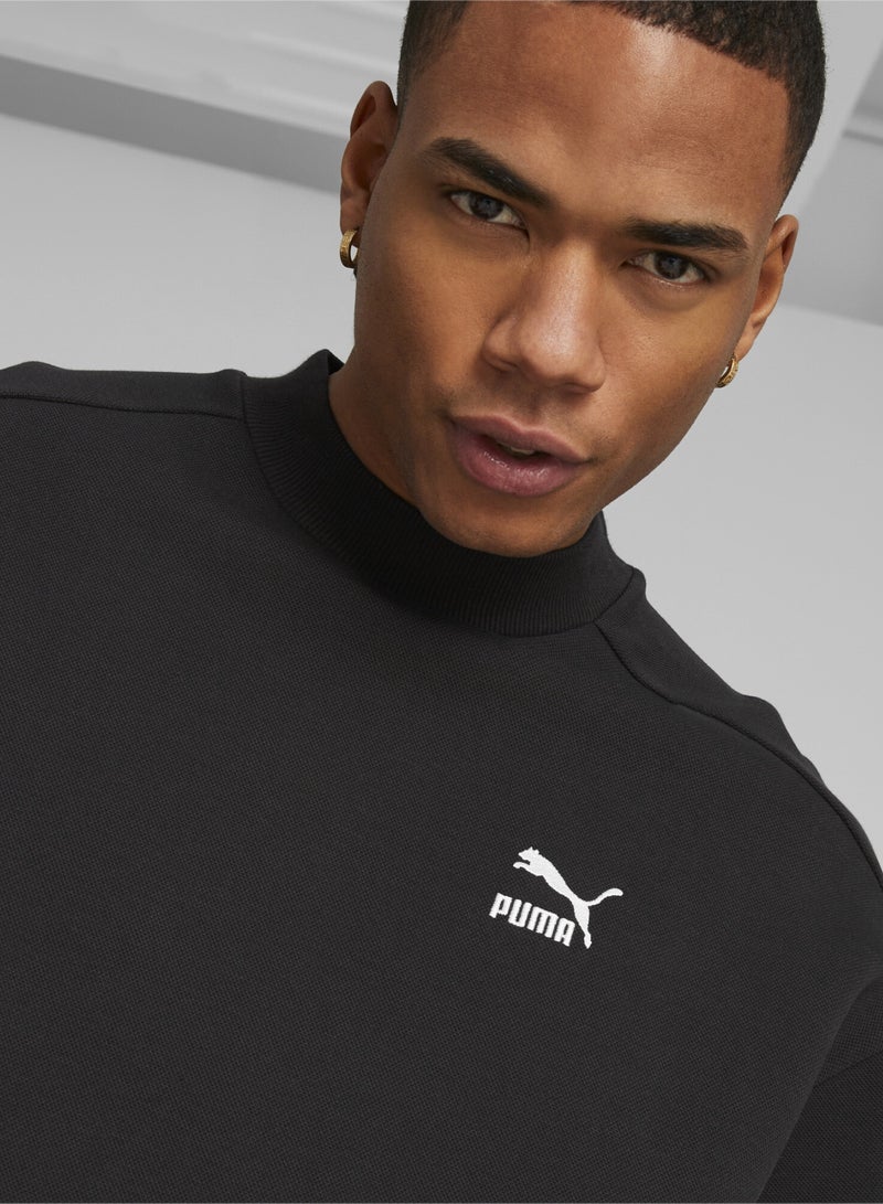 T7 Mens Mock Neck Crew Sweatshirt