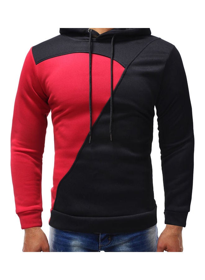 Winter Slim Fit Color Block Hoodie Red/Black