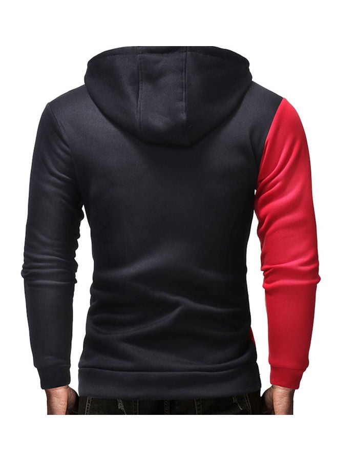 Winter Slim Fit Color Block Hoodie Red/Black
