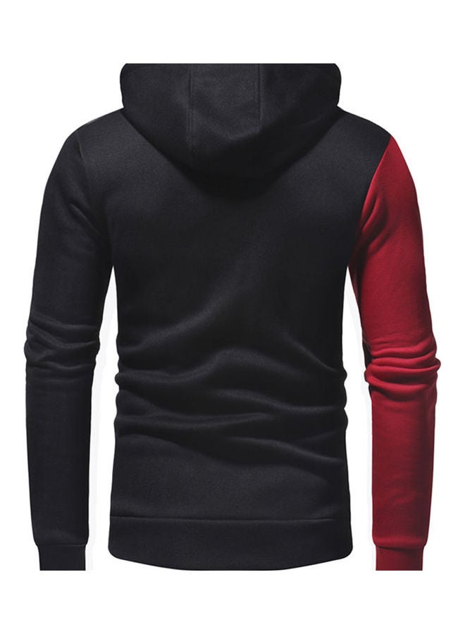 Winter Slim Fit Color Block Hoodie Red/Black