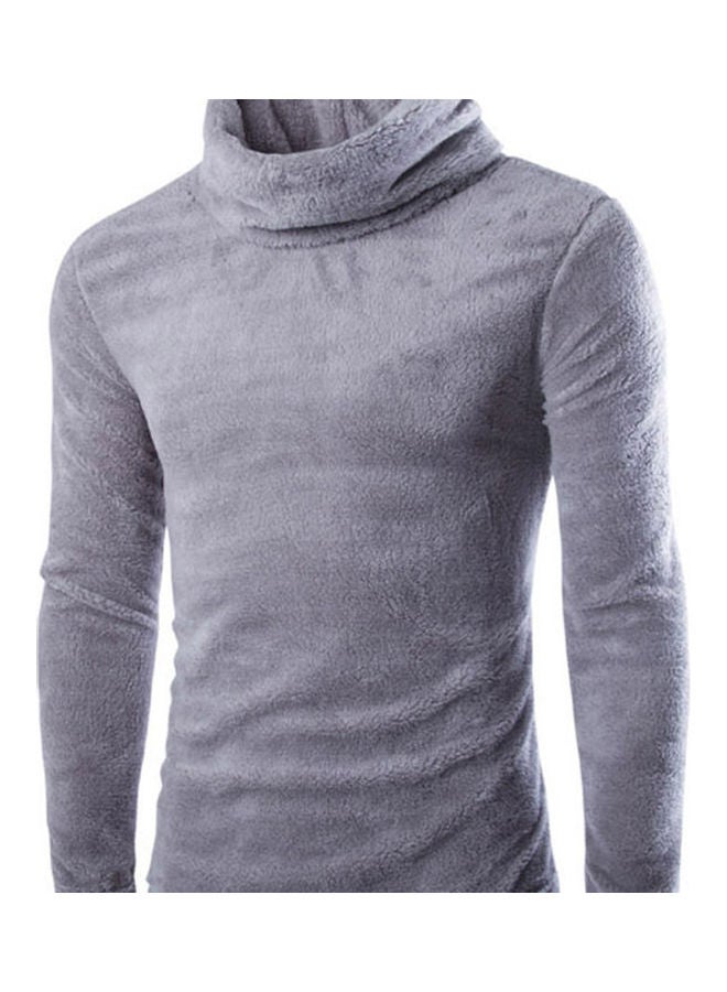 Slim Pullover Long Sleeves And High Collar Sweater Solid Color Base Shirt Black