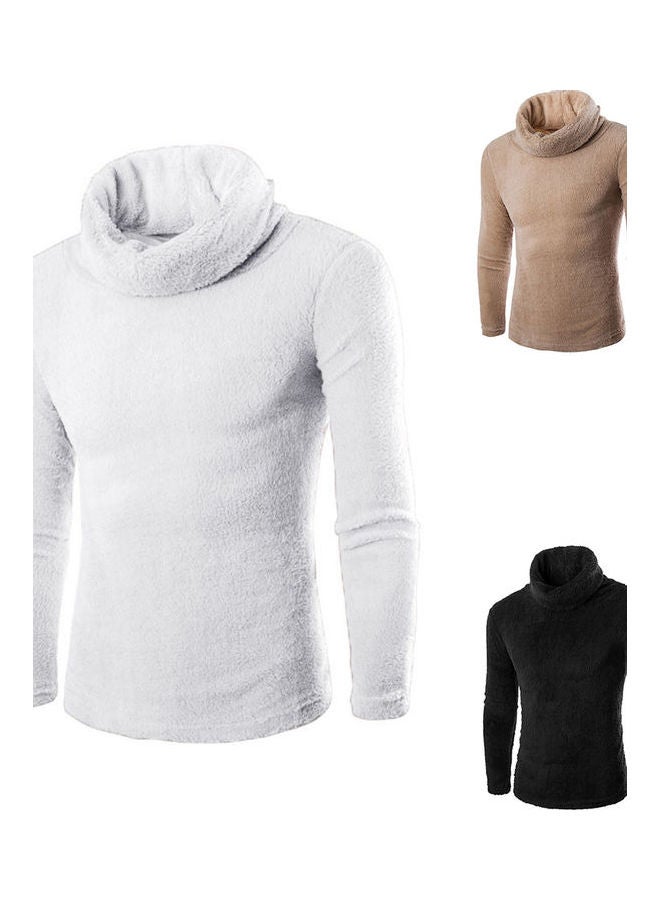 Slim Pullover Long Sleeves And High Collar Sweater Solid Color Base Shirt Black