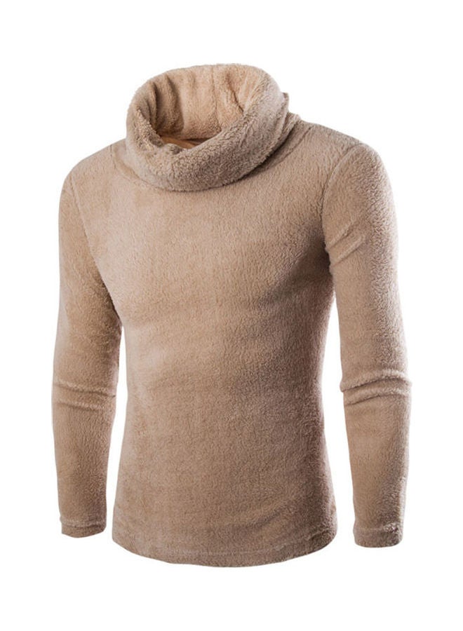 Slim Pullover Long Sleeves And High Collar Sweater Solid Color Base Shirt Black