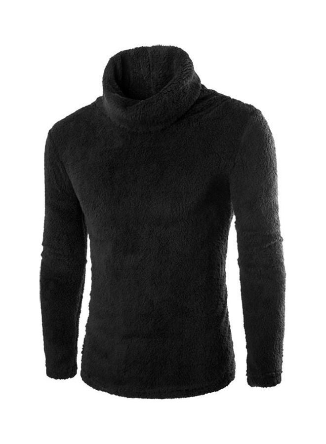 Slim Pullover Long Sleeves and High Collar Sweater Solid Color Base Shirt White