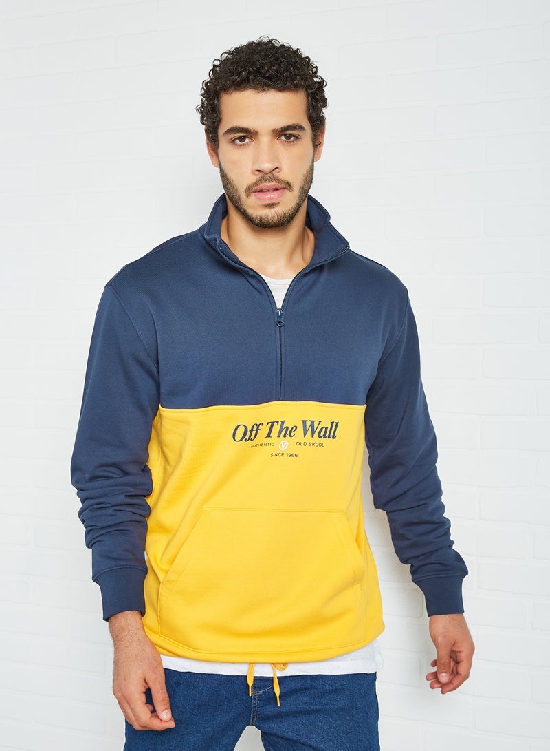 Frequency Quarter Zip Sweatshirt Navy/Yellow