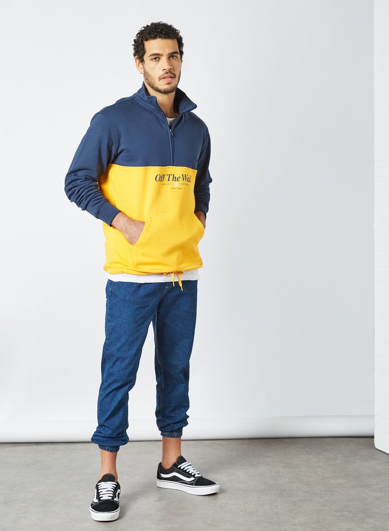Frequency Quarter Zip Sweatshirt Navy/Yellow