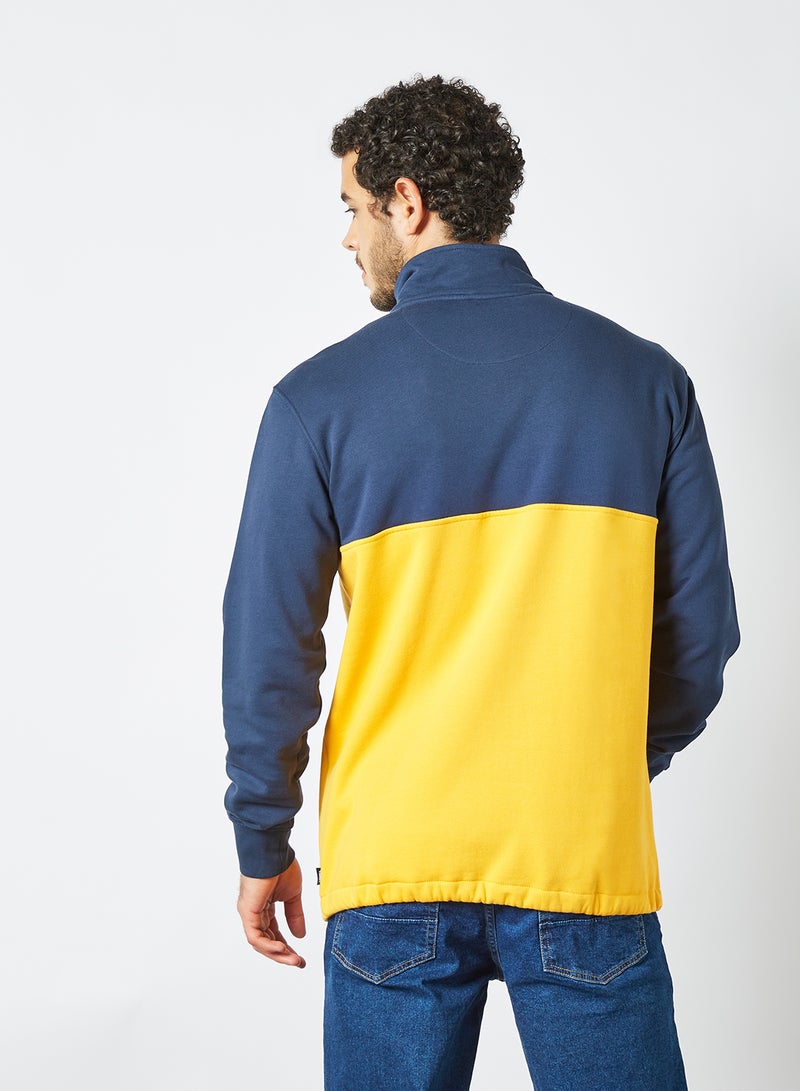 Frequency Quarter Zip Sweatshirt Navy/Yellow