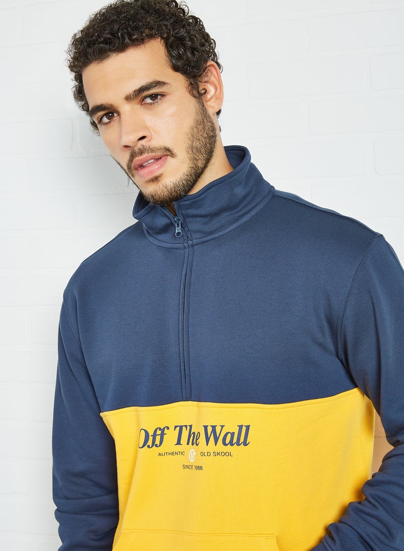 Frequency Quarter Zip Sweatshirt Navy/Yellow