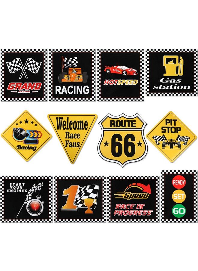 12 Pieces Race Car Party Decorations Funny Race Car Signs Racing Party Signs Cutouts Let Go Racing Party Supplies For Race Fans Birthday Party