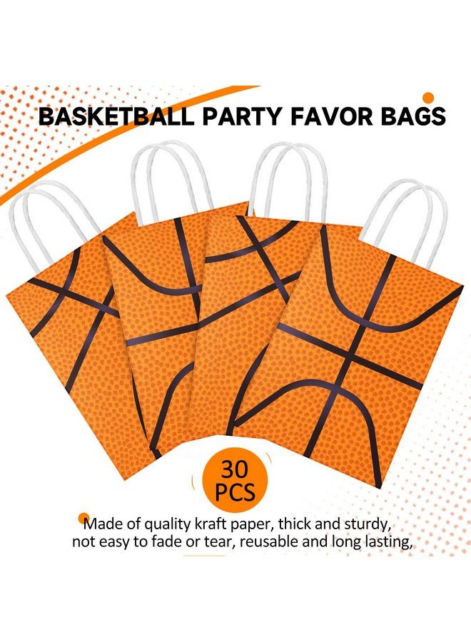 Basketball Party Bags Baseball Gift Goodie Favor Bags Basketball Treat Candy Goody Bags Party Decorations Basketball Birthday Bag With Handle For Kids Basketball Theme Birthday Party Supplies (30 Pcs)