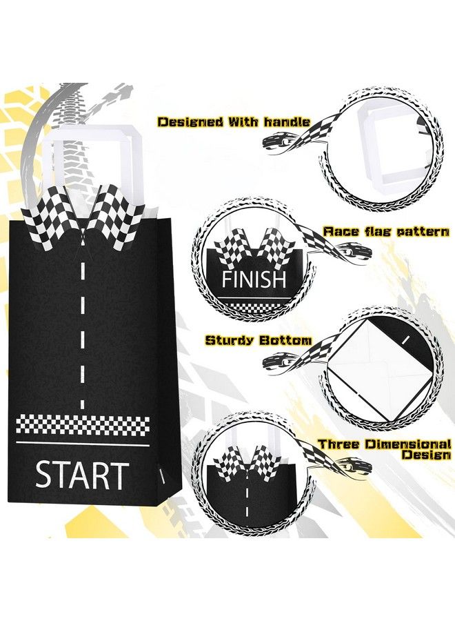 16 Pcs Race Car Party Goody Bags Racing Candy Treats Bags Checkered Cars Gift Bags For Kids Race Car Gift Bag With Handle Racecar Birthday Decor For Racing Car Themed Birthday Decorations Kids Adults