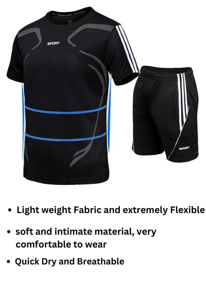 Men's Short and T-shirt Tracksuit Sports Suit Activewear Set