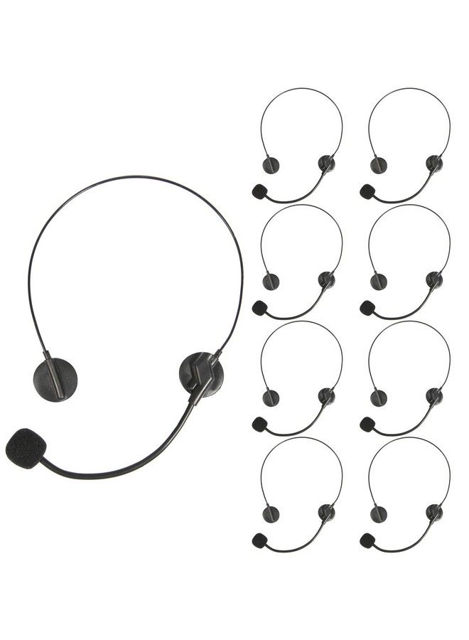 9 Pack Play Headset With Microphone For Kids Toy Microphone Headband Rockstar Pop Singer Costume Accessories Black Headpiece Party Prop Only