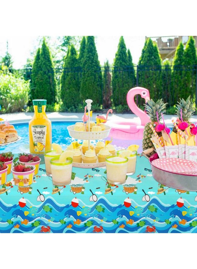 3 Pack Gone Fishing Tablecloths For O Fish Ally One Birthday Decorations Disposable Plastic Rectangle Little Fisherman Table Cover For Summer Beach Pool Fishing Themed Birthday Party Supplies 51