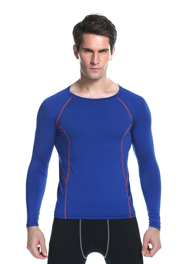 Stretchy Wicking Breathable Compression Sportswear T-Shirt Blue