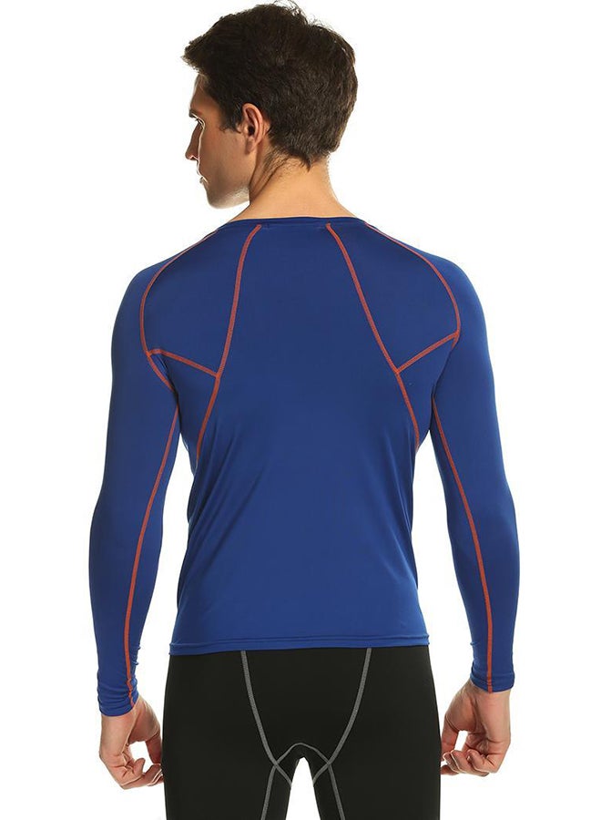 Stretchy Wicking Breathable Compression Sportswear T-Shirt Blue