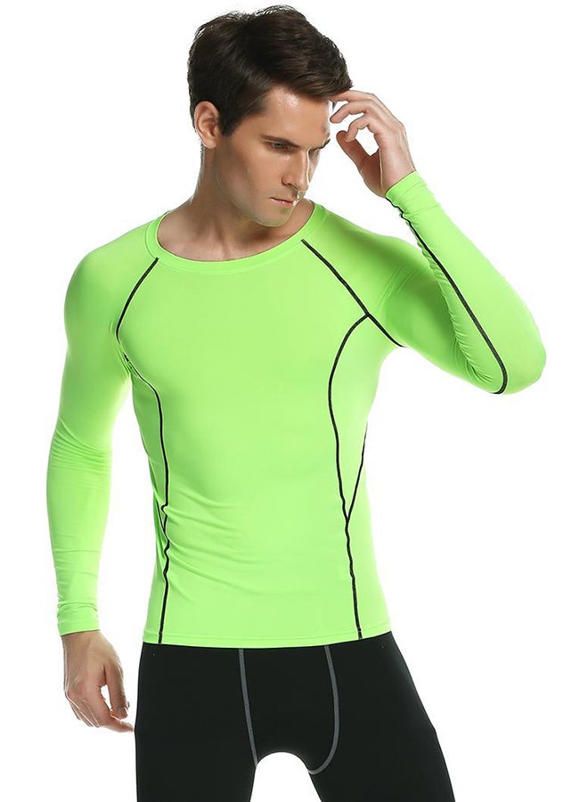 Stretchy Wicking Breathable Compression Sportswear T-Shirt Green