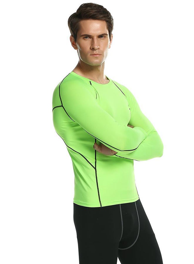 Stretchy Wicking Breathable Compression Sportswear T-Shirt Green