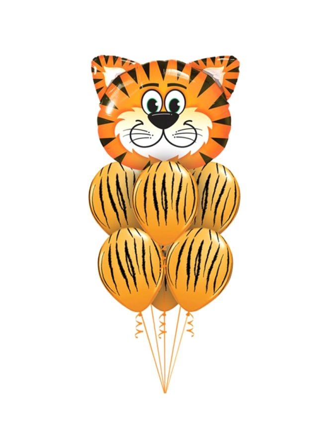 7-Piece Tiger Foil Head And Latex Balloon Set 76x28cm