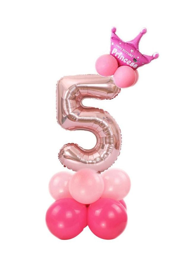14-Piece Number 5 Shaped Aluminium Foil Balloons Set 32inch