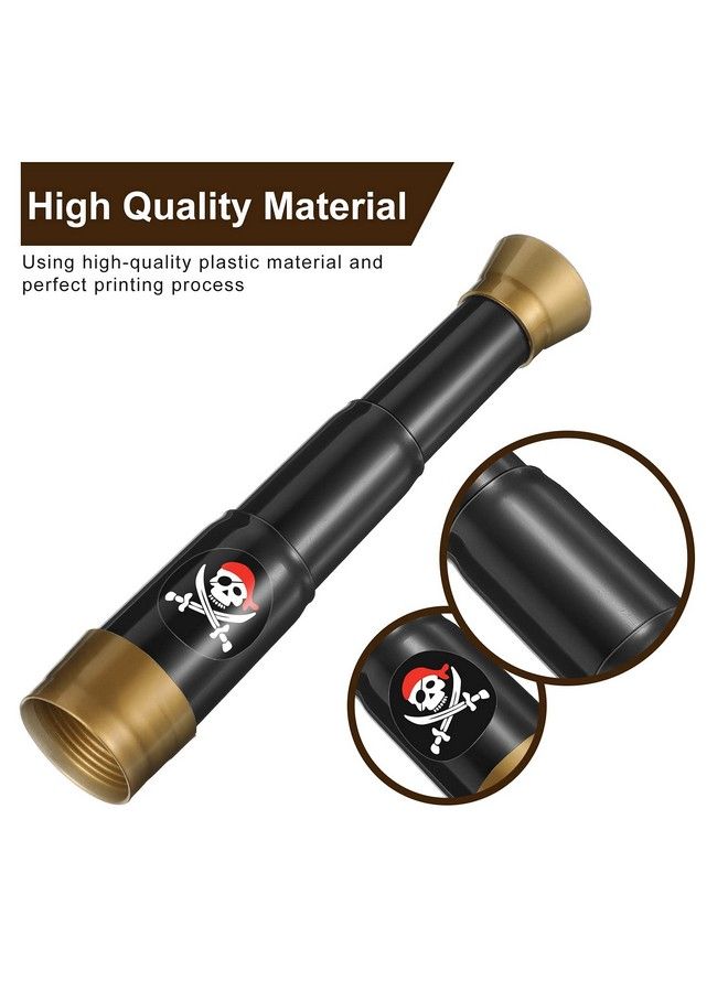 2 Pieces Plastic Pirate Telescope Toy For Children Mini Portable Adjustable Retro Telescope Mini Plastic Pirate Captain Monocular Telescopes Toy For Party Favor Supplies Bronze And Black