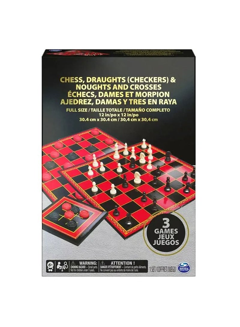 Cardinal Games Spin Master Classic Chess, Checkers and Crosses 3-in-1 Board Game