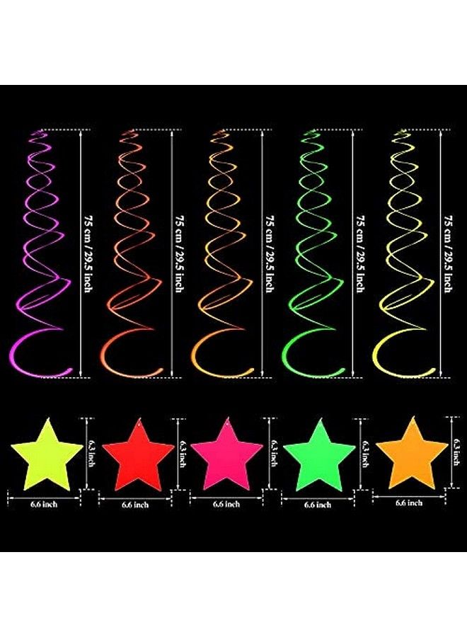 20 Pieces Neon Glow Party Supplies Set Hanging Swirl Decorations Neon Star Swirl Hanging Decorations For Neon Party Glow Party Ceiling Decorations