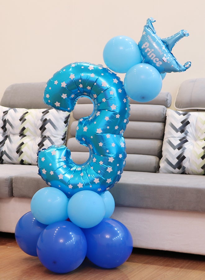 14-Piece Number 3 Shaped Party Balloon Set 32inch