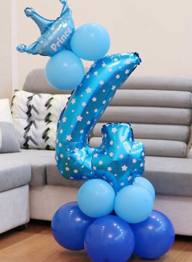 14-Piece Number 4 Shaped Aluminium Foil Party Decor Balloon Set 32inch
