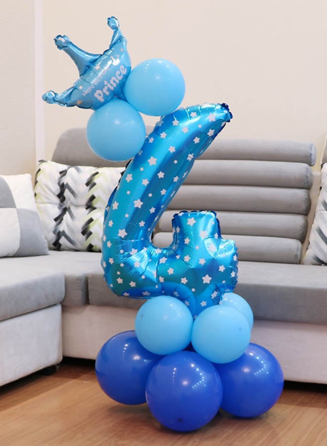 14-Piece Number 4 Shaped Aluminium Foil Party Decor Balloon Set 32inch