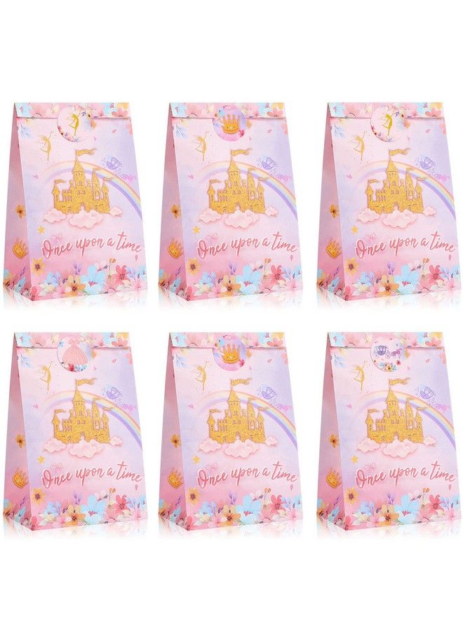 16 Pcs Princess Party Favor Bags Princess Goodie Candy Bags Decorations Pink Castle Treat Bags With 16 Princess Stickers For Birthday Baby Shower Party Supplies