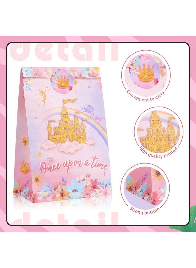16 Pcs Princess Party Favor Bags Princess Goodie Candy Bags Decorations Pink Castle Treat Bags With 16 Princess Stickers For Birthday Baby Shower Party Supplies