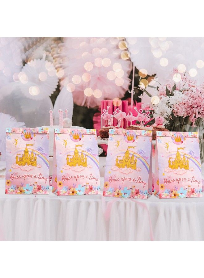 16 Pcs Princess Party Favor Bags Princess Goodie Candy Bags Decorations Pink Castle Treat Bags With 16 Princess Stickers For Birthday Baby Shower Party Supplies