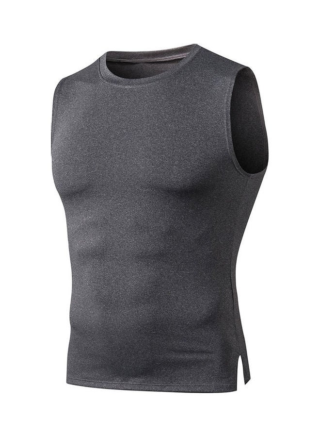 Solid Sleeveless Vest Grey