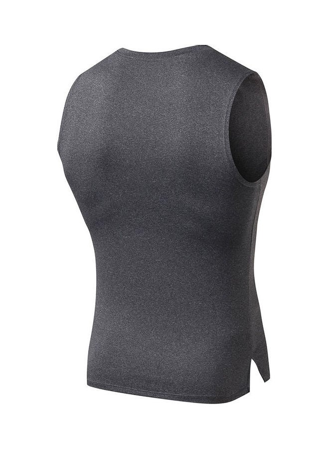 Solid Sleeveless Vest Grey