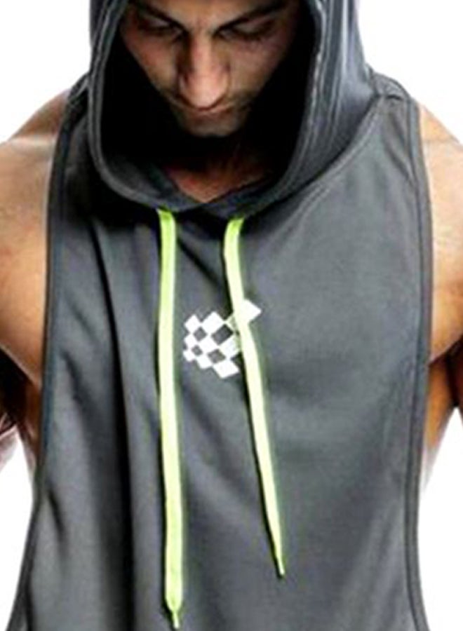 Hooded Neck Training Vest Grey